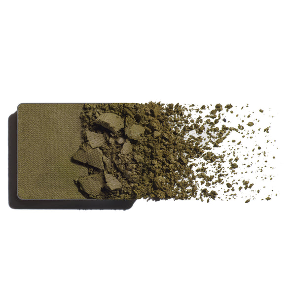 Khaki eyeshadow refill showing powder on a white background