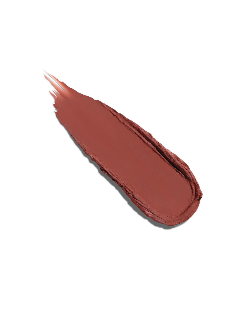 Earthy Rose swatch, lipstick swipe to display the shade and texture, on a white background