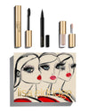 Blairz x Lisa Eldridge Kitten Eye Twin Set and Pearls Kit packaging with a pouting model art design, alongside a Lisa Eldridge Kitten Lash and Flick in Black and Liquid Lurex in Cressida