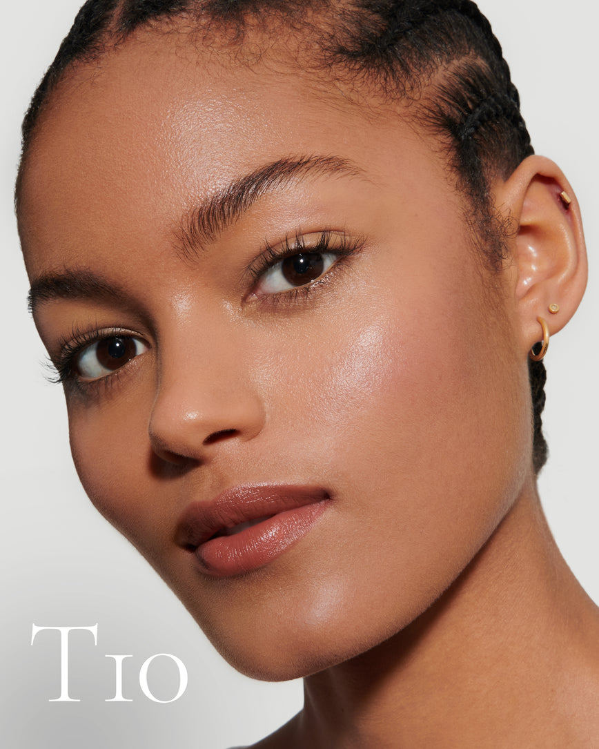 numbered Close up portrait of model wearing T10 with text displaying so