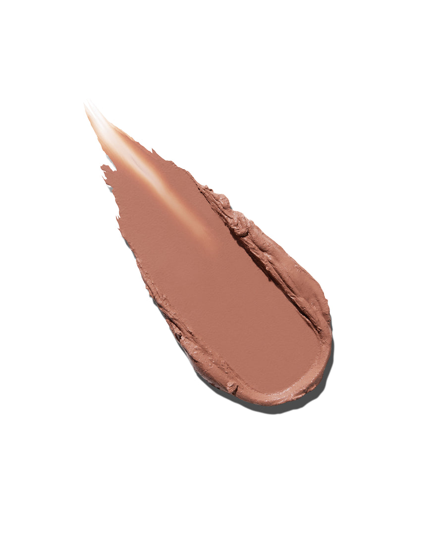 Neutral-beige swatch, lipstick swipe to display the shade and texture, on a white background