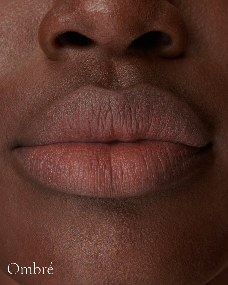 Lisa Eldridge Velveteen Liquid Lip Colour in Shade Affair Pictured on Close Up Lips - with an ombre finish