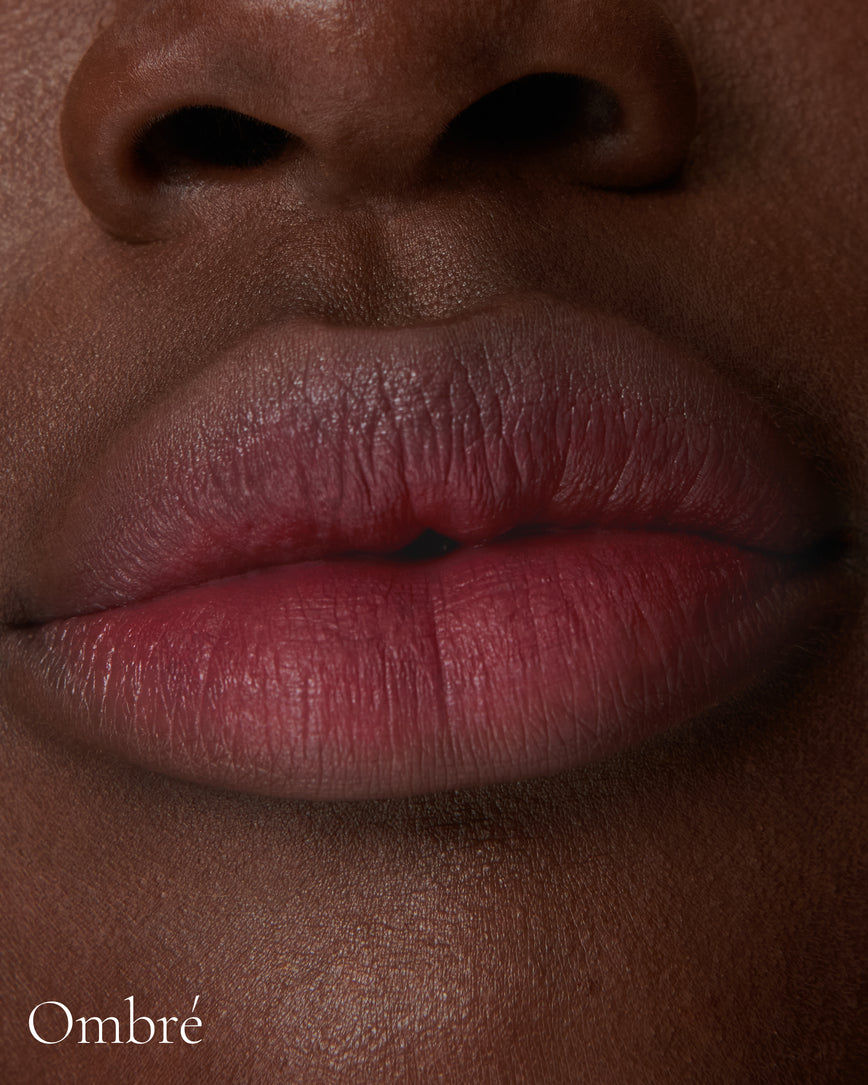 Lisa Eldridge Velveteen Liquid Lip Colour in Shade Blush Pictured on Close Up Lips - with an ombre finish