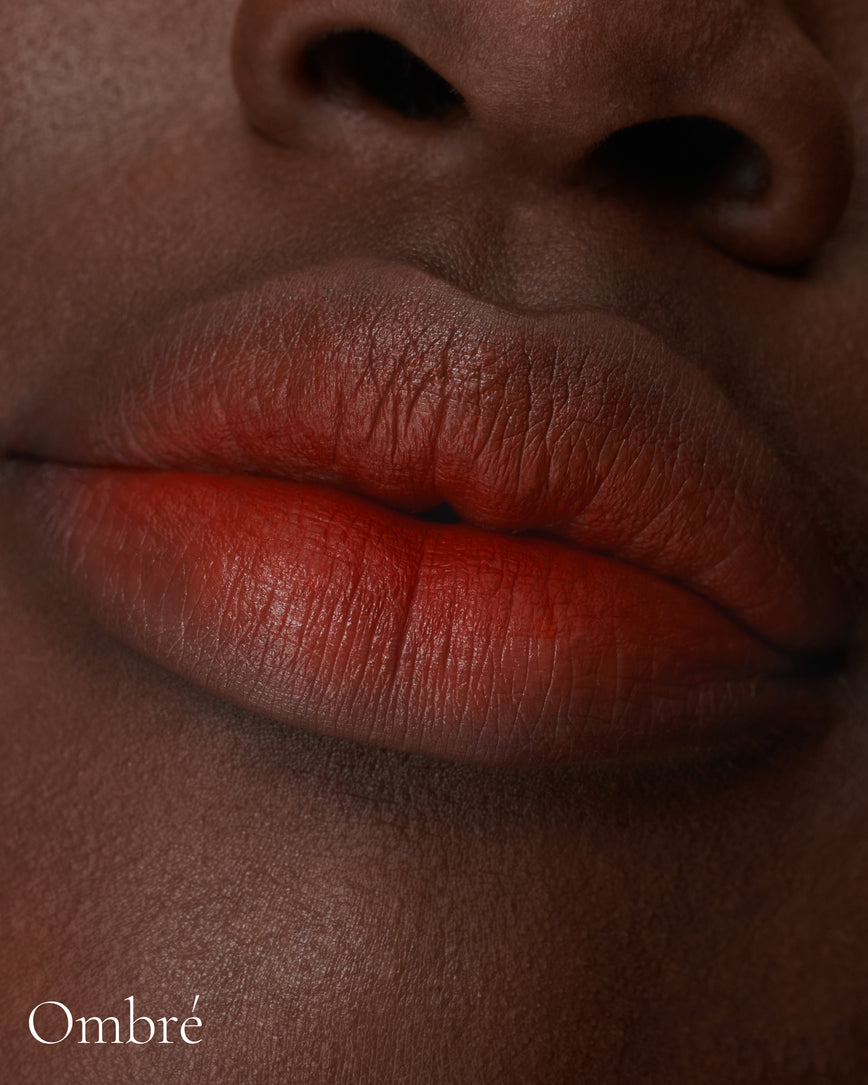 Lisa Eldridge Velveteen Liquid Lip Colour in Shade Dragon Pictured on Close Up Lips - with an ombre finish