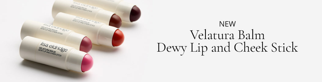 Set of Velatura lip and cheek sticks with different shades on a light background: New Velatura Balm Dewy Lip And Cheek Stick