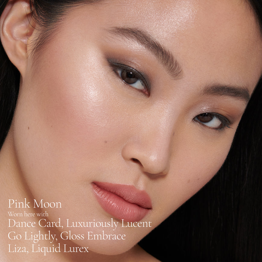 Lisa Eldridge Elevated Glow Highlighter in Shade Pink Moon Pictured on Model