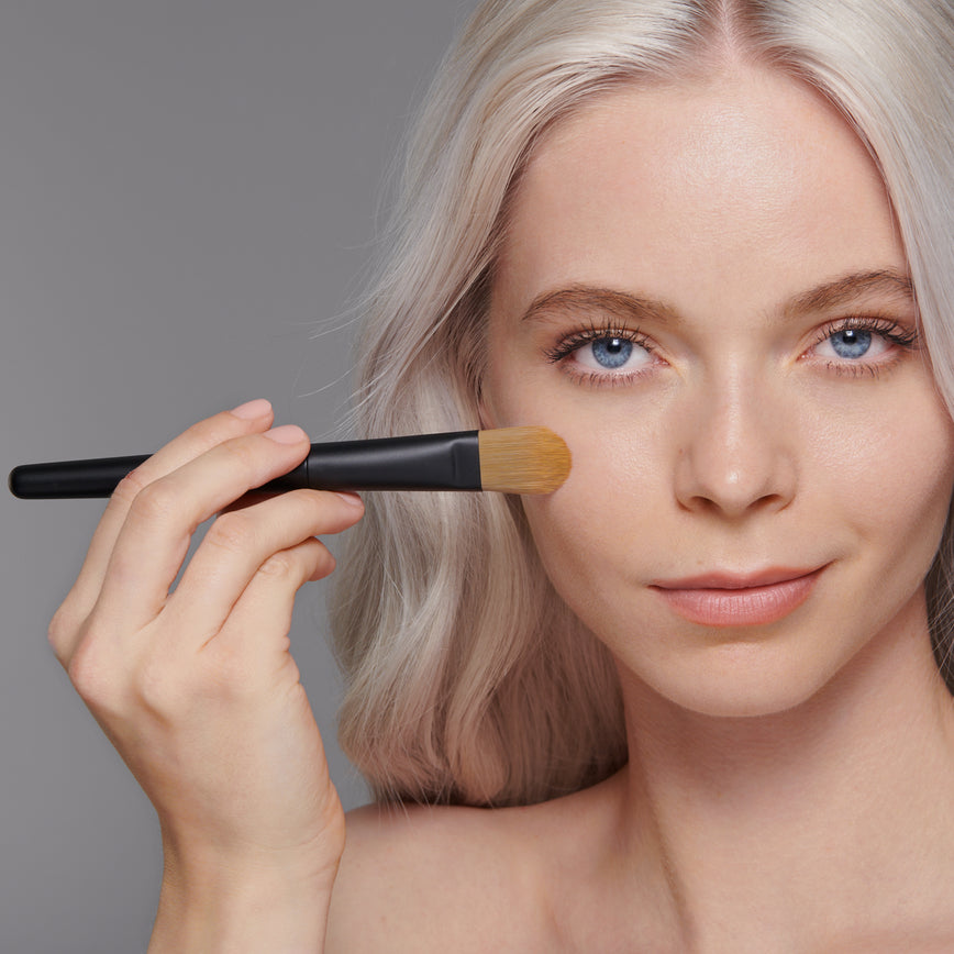 Lisa Eldridge Seamless Blend Brush No 1 Pictured Being Used On Model